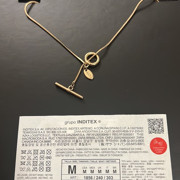 Zara  Long Gold Tone Circular Detail Necklace - NWT - Picture 8 of 9